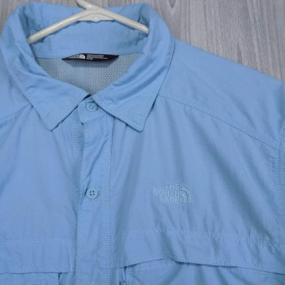 The North Face Mens Blue Ripstop Long Sleeve Hiking Fishing Shirt Size M